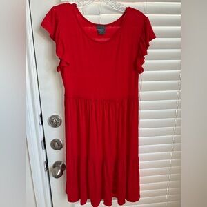 Red Ruffle short Sleeve Dress Olivia Rae XS